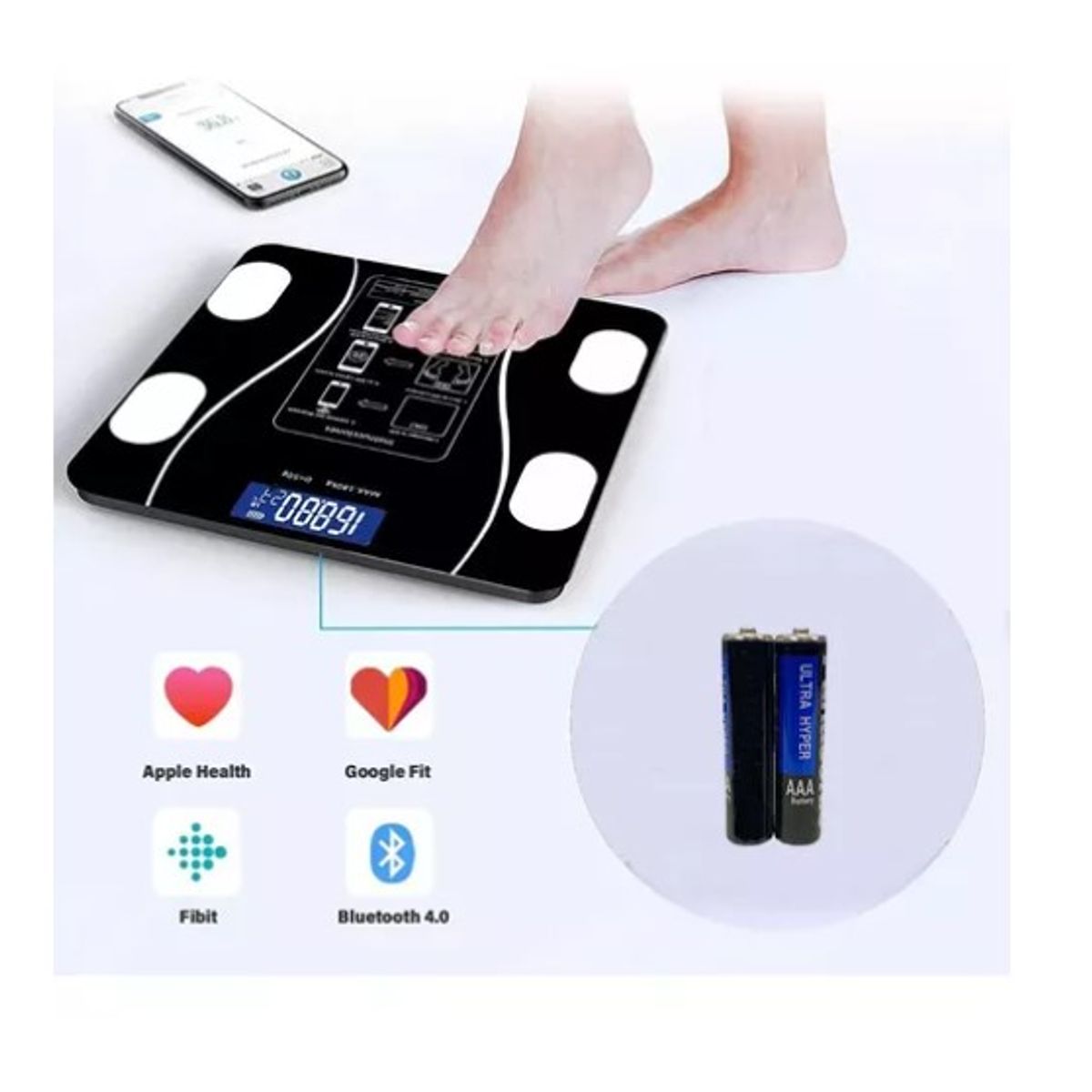 ESHOPANGIE - Pesa Digital De Baño Inteligente Recargable Bluetooth App