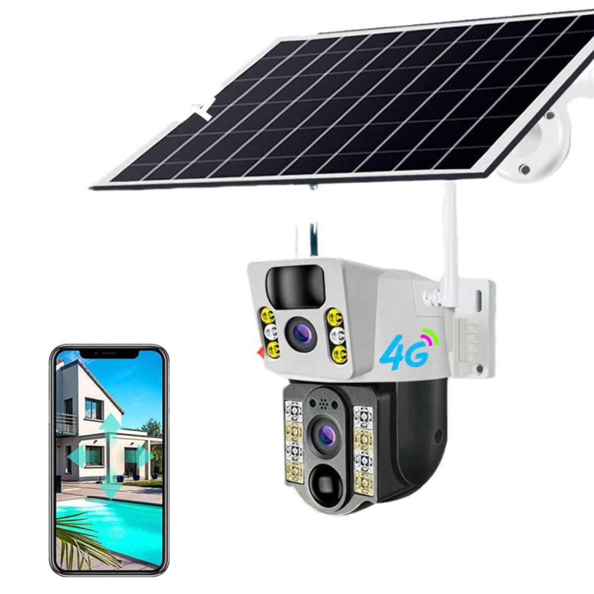 PUREPOWER - Cámaras de seguridad solares exteriores inalámbricas doble objetivo