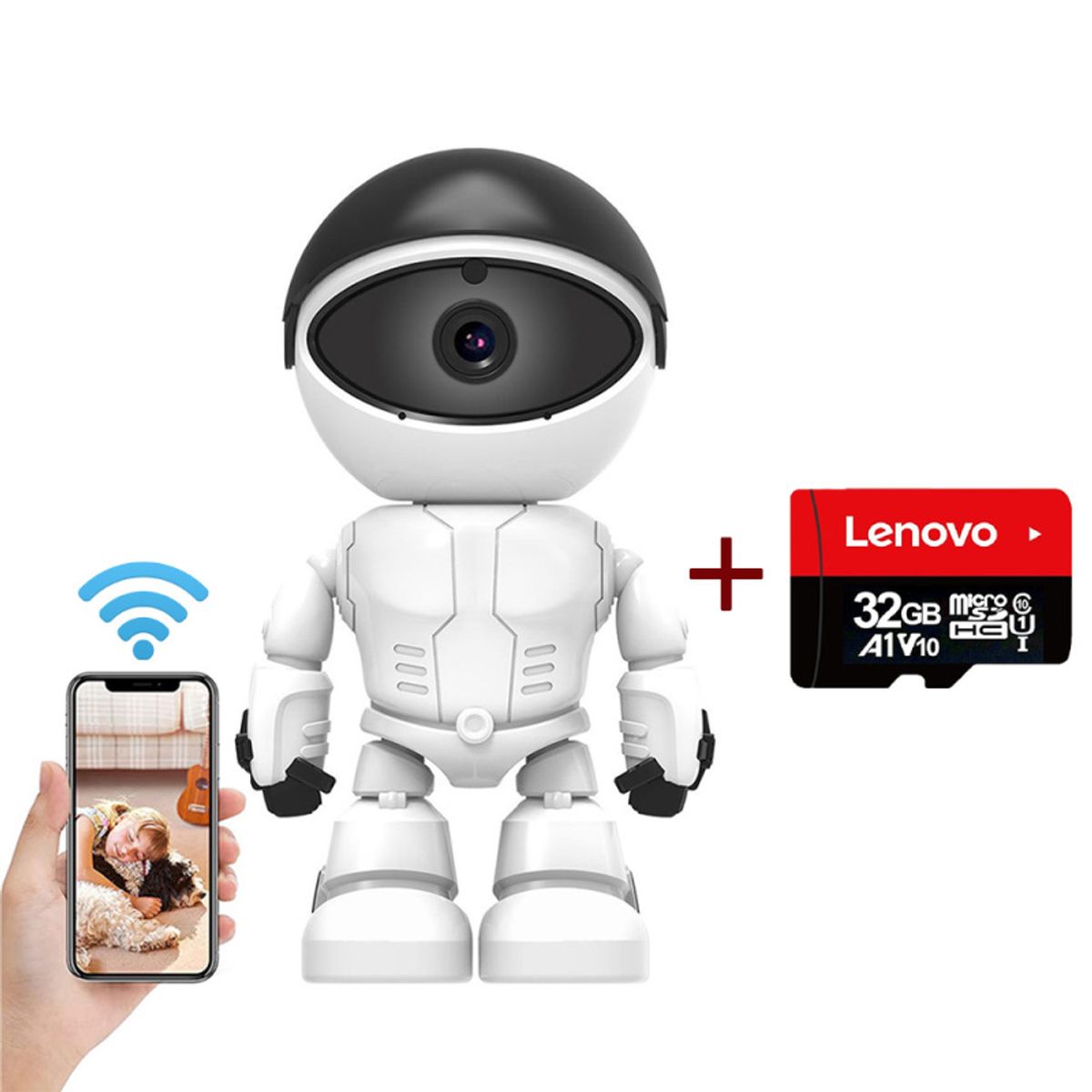 PUREPOWER - Cámara De Seguridad WiFi 1080P Con Lenovo 32G card Interior