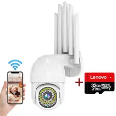 GENERICO - Cámara de seguridad WiFi IP66 Con Lenovo 32G card Pare Bebe