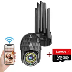 GENERICO - Cámara de seguridad WiFi IP66 Con Lenovo 32G card Pare Bebe
