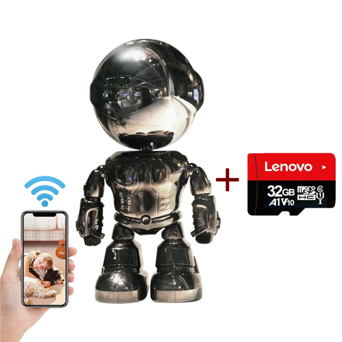 PUREPOWER - Cámara De Seguridad WiFi 1080P Con Lenovo 32G card Interior