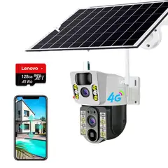 PUREPOWER - Cámaras de seguridad solares exteriores inalámbricas doble objetivo 128G