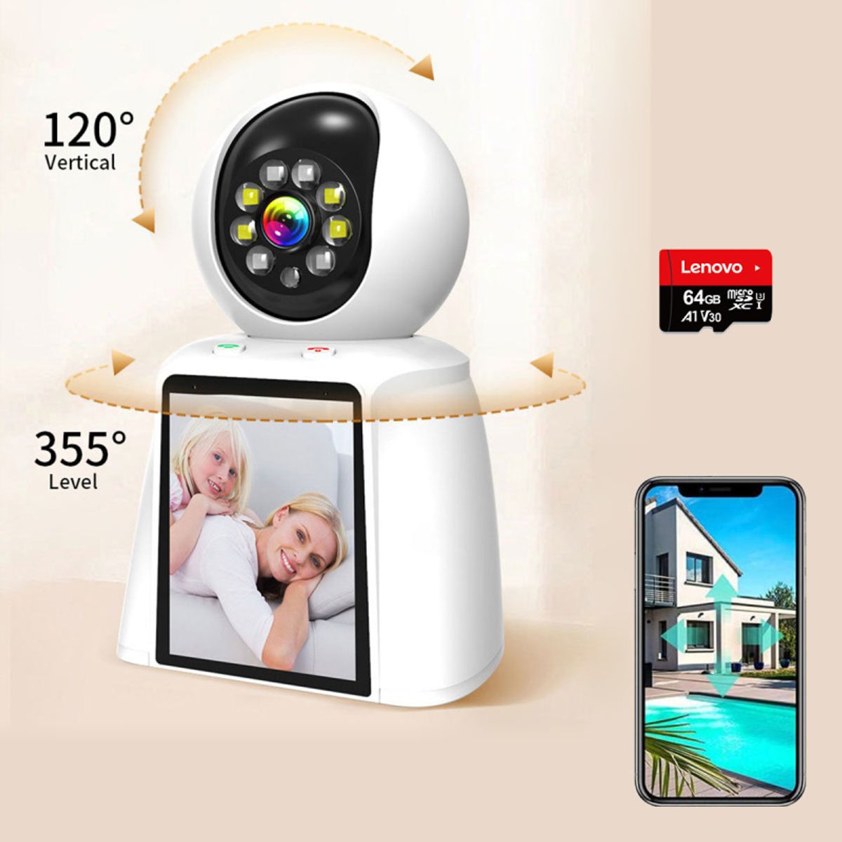 PUREPOWER - Smart Security camera 1080p HD video 64G