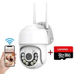 GENERICO - Cámara de seguridad WiFi IP66 Con Lenovo 32G card Pare Bebe