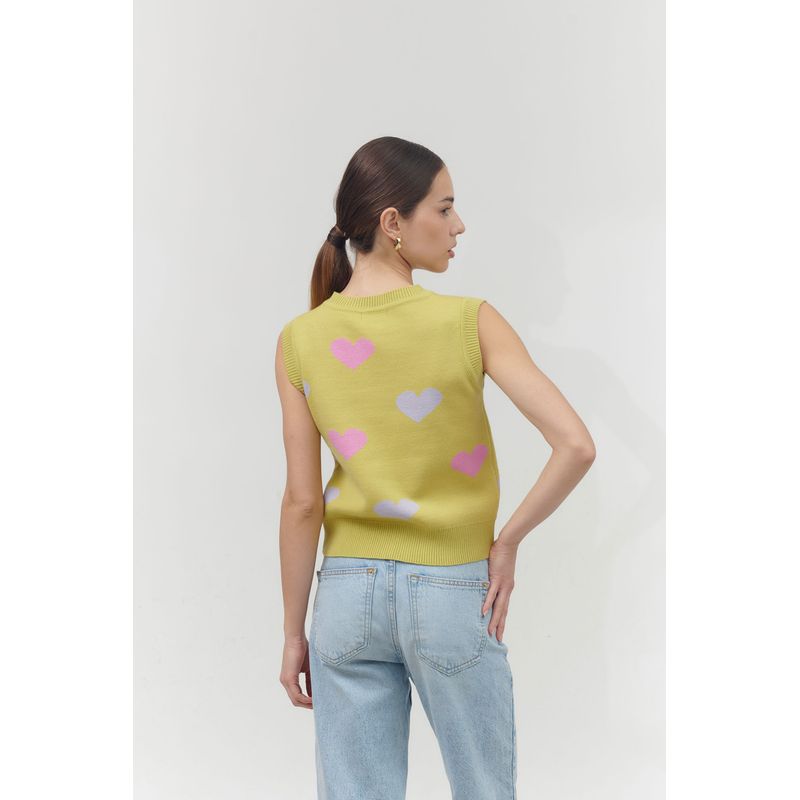 GUINDA - Sweater sin mangas estampado corazón Nala Guinda.