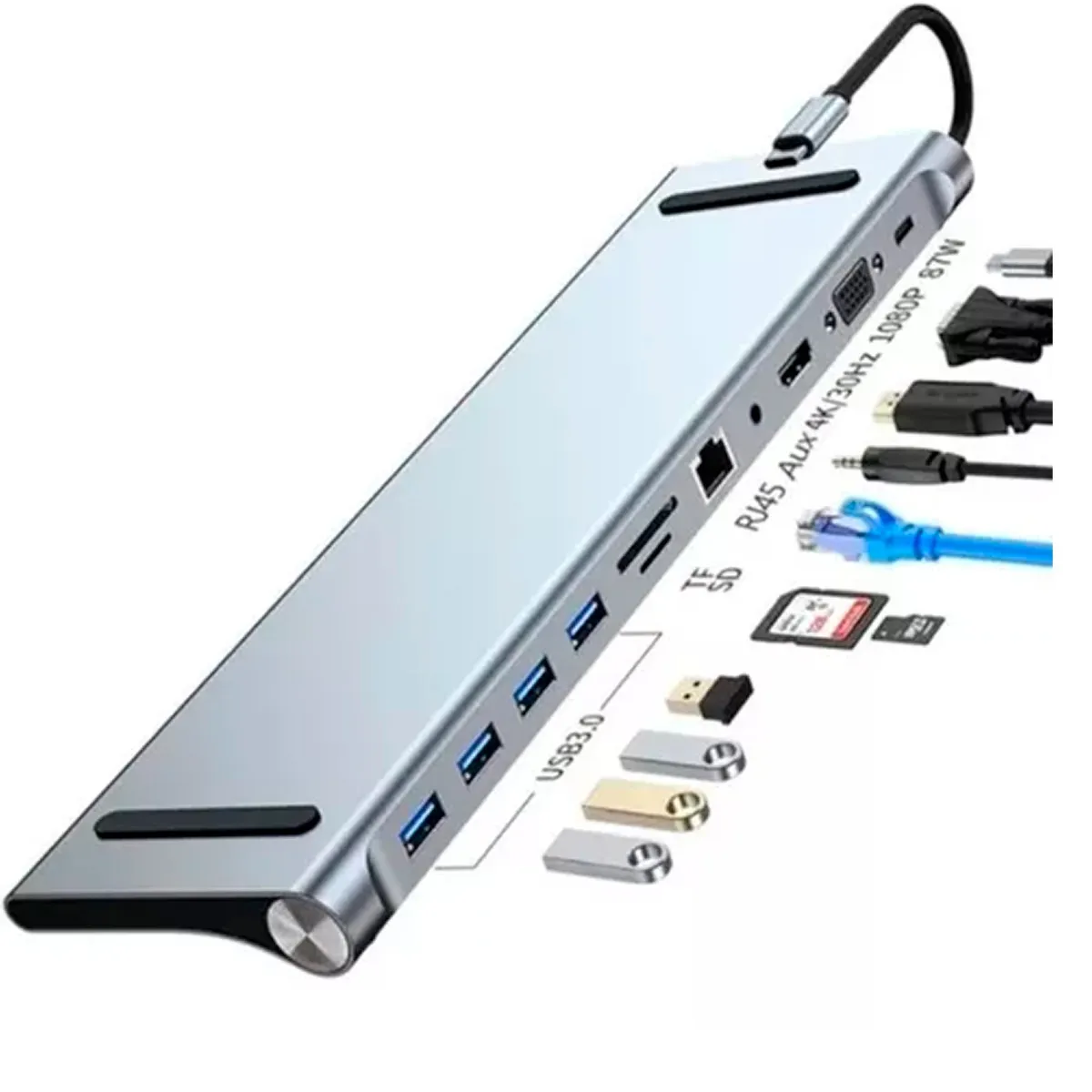 ESHOPANGIE - Adaptador Hub 11 En 1 Usb Tipo C Usb-c Hdmi Vga Usb Lan Sd