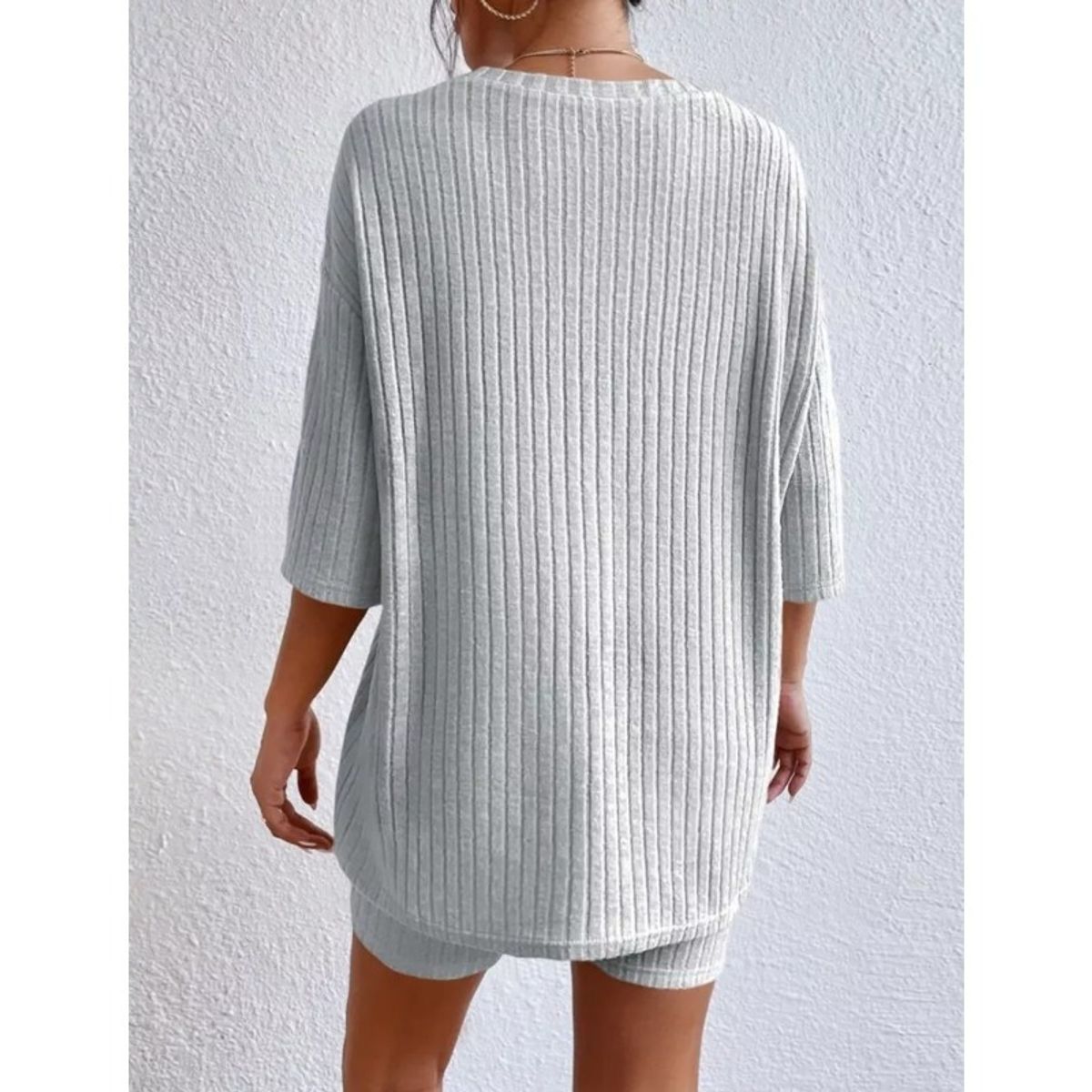 GIOIO - Conjunto De Pantalón Corto Holgado De Manga Corta Para Mujer