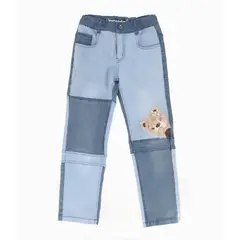 LIMONADA - Jeans niña patchwork con oso celeste