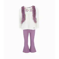 LIMONADA - Conjunto niña de polera, chaqueta y calzas morado