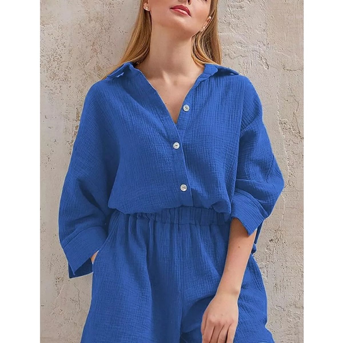 GIOIO - Conjunto Casual 2 Piezas Short Y Camisa De Mujer