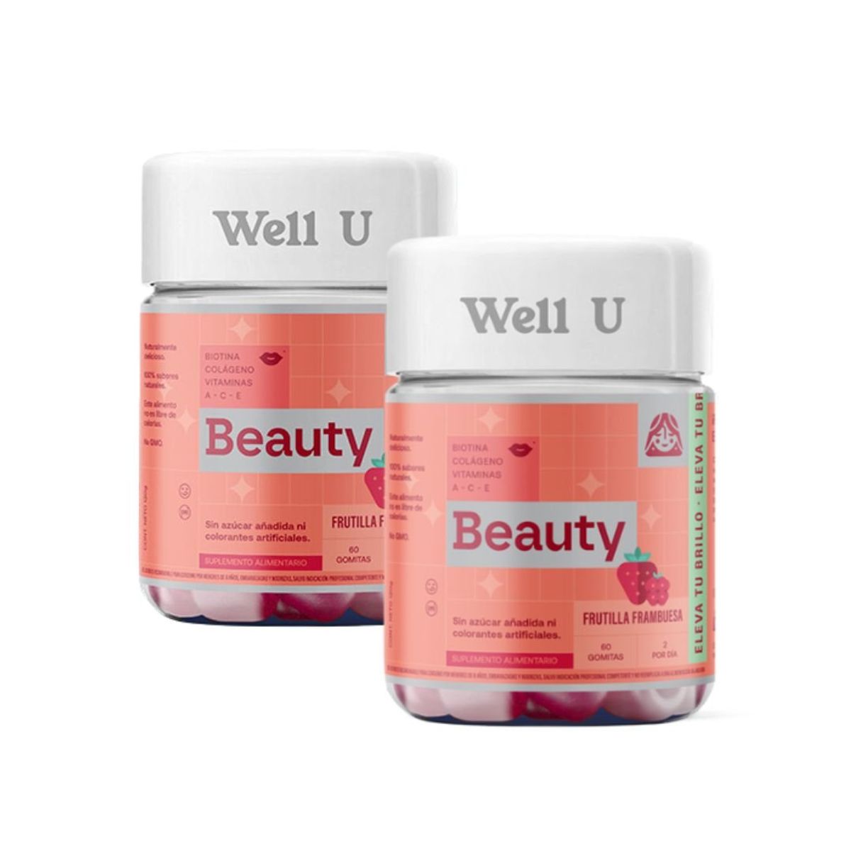 WELL U - PACK X 2 GOMITAS BIOTINA COLAGENO VIT A C y E 60UN WELL U