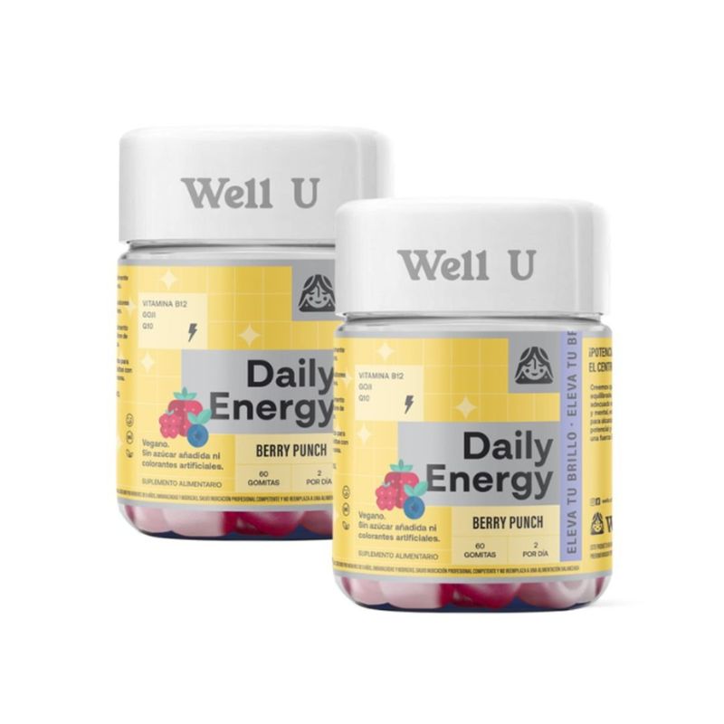 WELL U - PACK X 2 GOMITAS DAILY ENERGY VIT B12 GOJI Q10 60UN WELL U