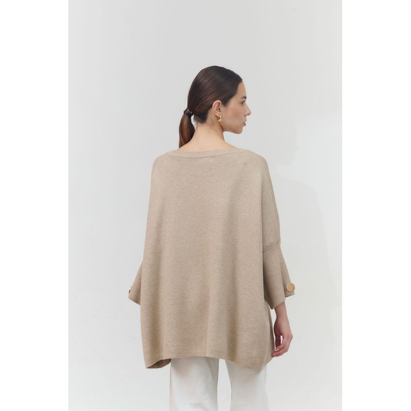 GUINDA - Sweater cuello redondo con mangas adornadas Better Guinda