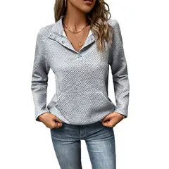 GIOIO - Camisa Mujer Lisa Americana Manga Larga Casual Holgada