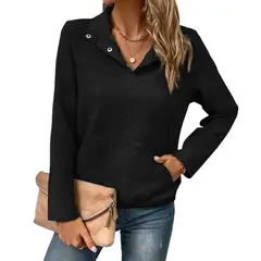 GIOIO - Camisa Mujer Lisa Americana Manga Larga Casual Holgada