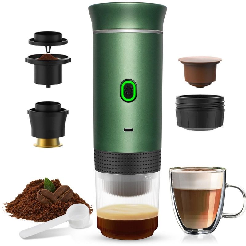 GENERICO - Máquina De Café Espresso Portátil Recargable 3 En 1 Cápsulas y Molido