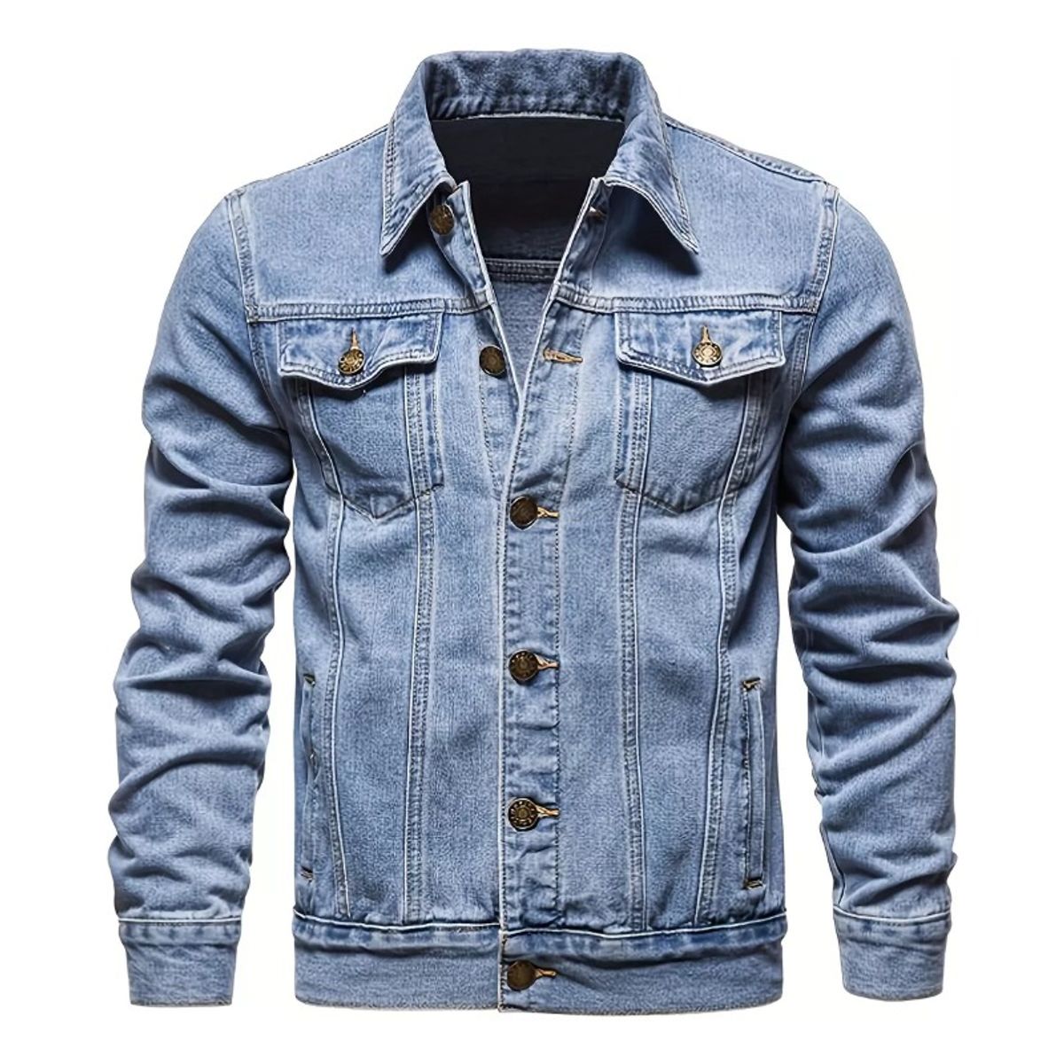 GIOIO - Chamarra De Mezclilla Multibolsillo De Moda De Alta Calidad