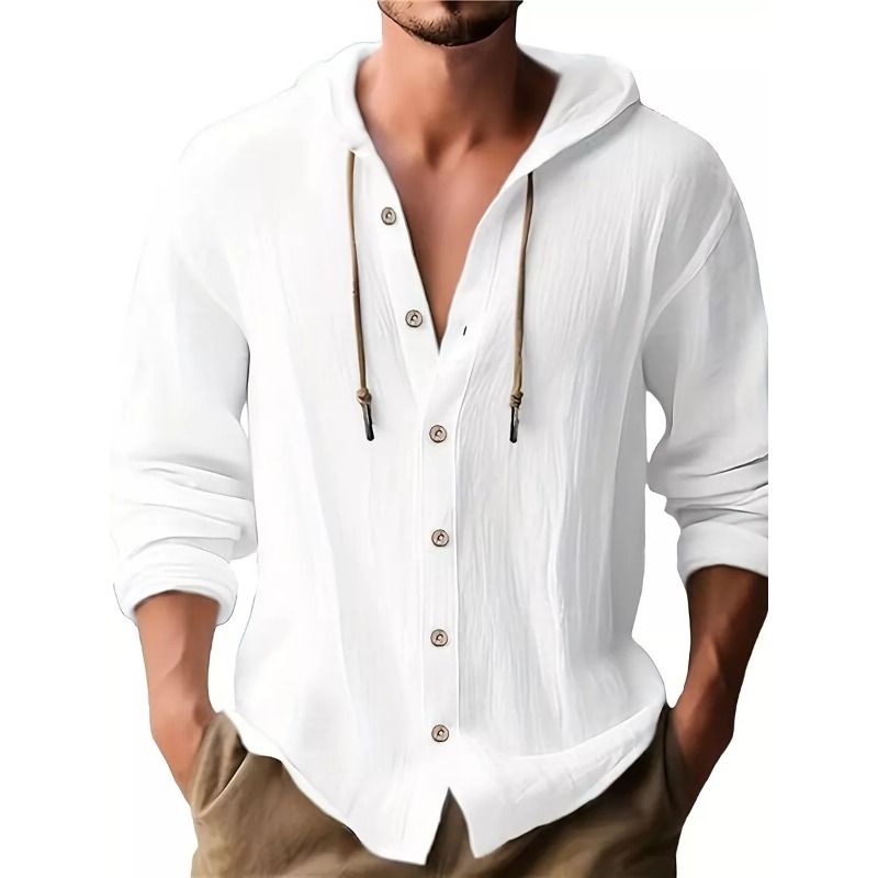 GIOIO - Camisa Informal Con Botones Y Capucha Para Hombre