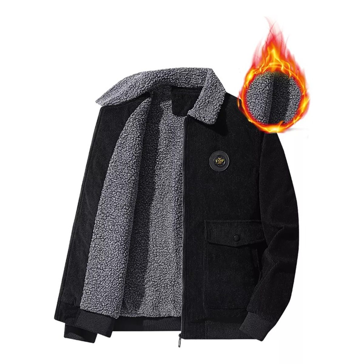 GIOIO - Chamarra De Pana Con Forro Teddy Termica Casual Moda Bomber