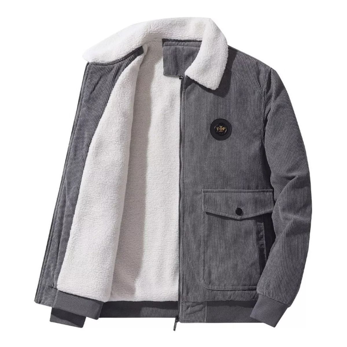 GIOIO - Chamarra De Pana Con Forro Teddy Termica Casual Moda Bomber