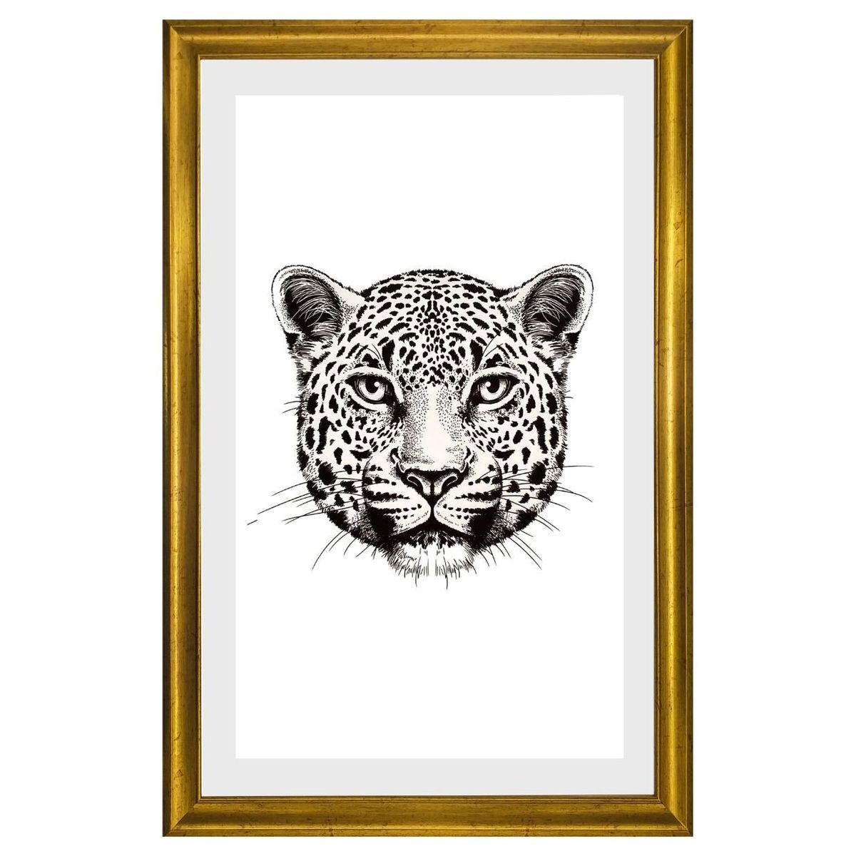 RONDA - Cuadro Lamina Leopardo Blanco Negro 40x60 cm