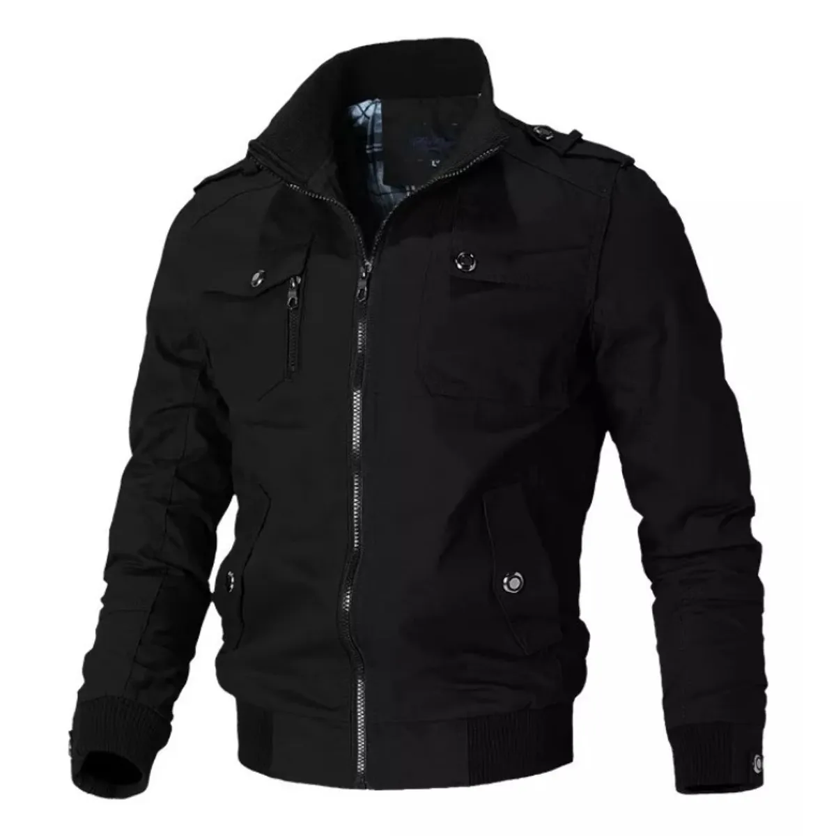 GIOIO - Chamarra Informal Clásica Militar Con Cremallera Para Hombre