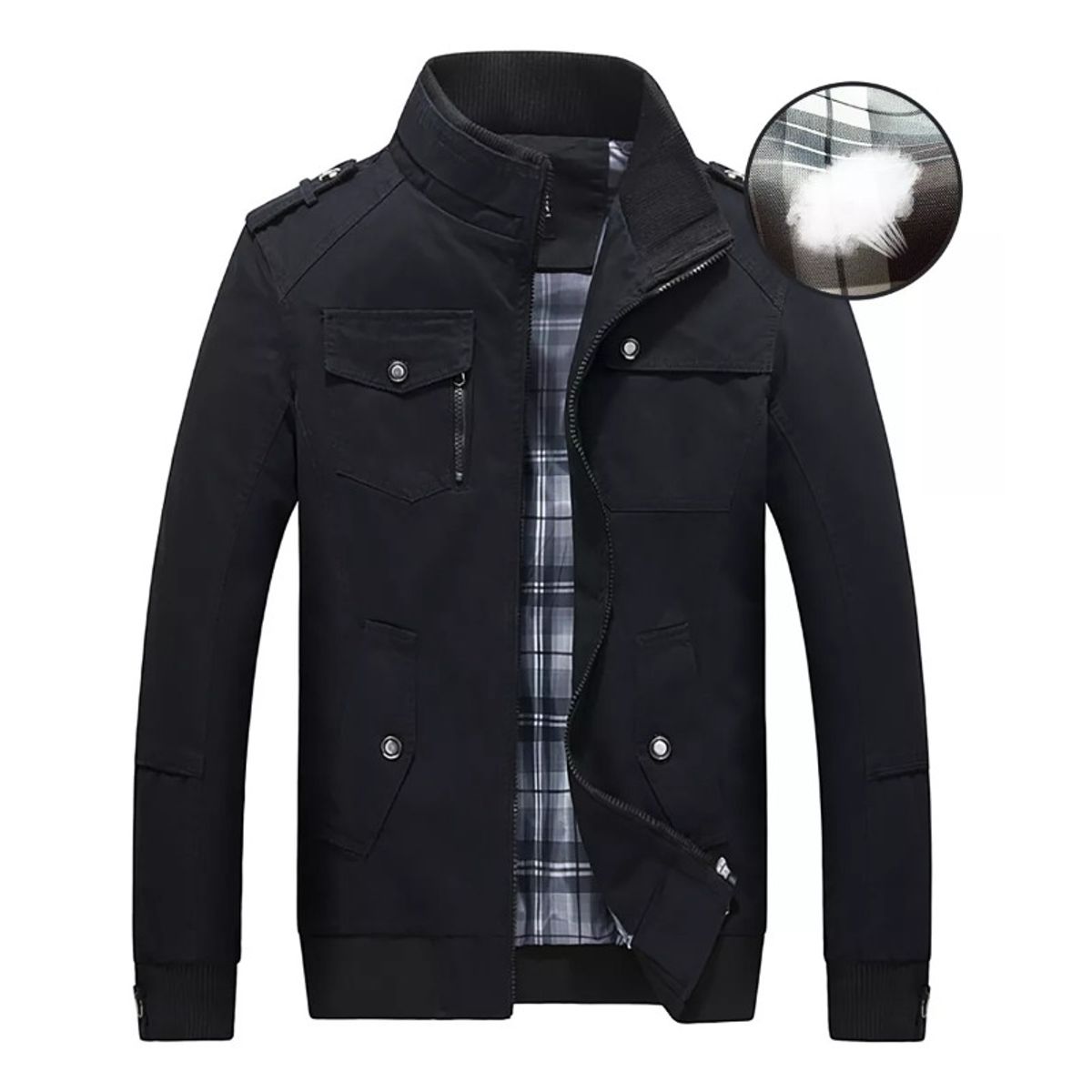 GIOIO - Chamarra Rompeviento Estilo Biker Informal Para Hombre