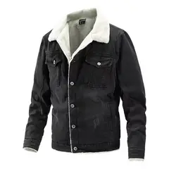 GIOIO - Chamarra Gruesa De Mezclilla Y Vellón Para Hombre