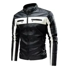 GIOIO - Chaqueta De Cuero Biker T60 Hombre Chaqueta De Aviador Slim