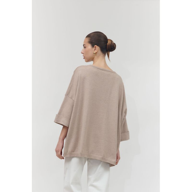 GUINDA - Sweater de manga 34 corte ancho Zeni Guinda.
