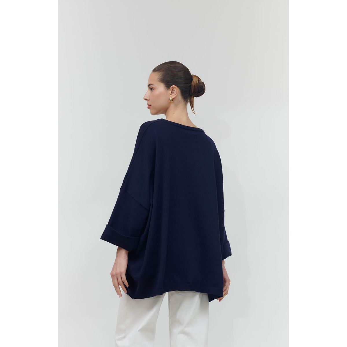 GUINDA - Sweater de manga 34 corte ancho Zeni Guinda