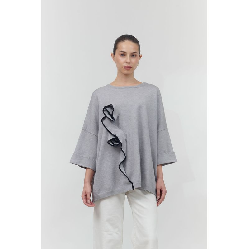GUINDA - Sweater de manga 34 corte ancho Zeni Guinda.
