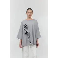 GUINDA - Sweater de manga 34 corte ancho Zeni Guinda.
