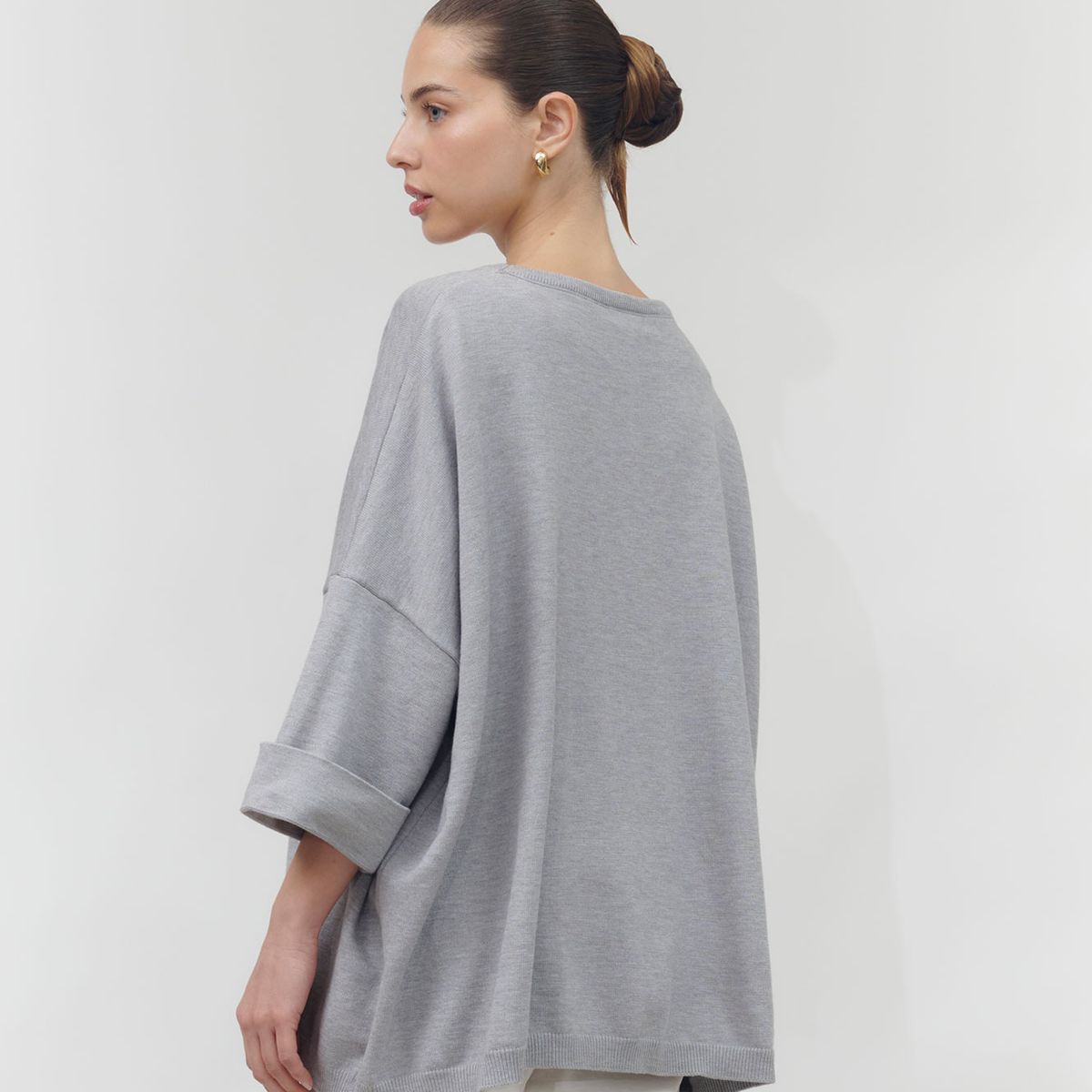 GUINDA - Sweater de manga 34 corte ancho Zeni Guinda