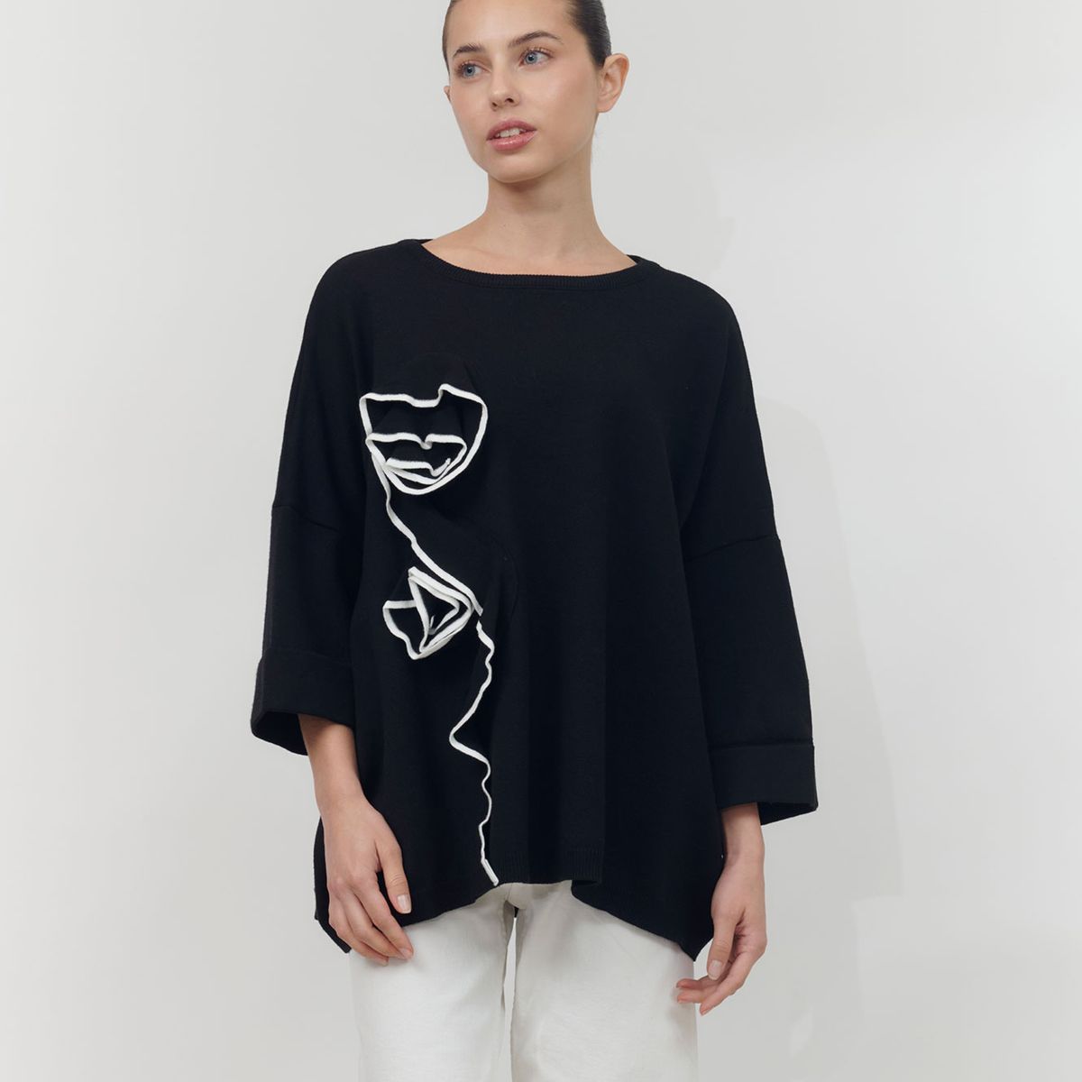 GUINDA - Sweater de manga 34 corte ancho Zeni Guinda