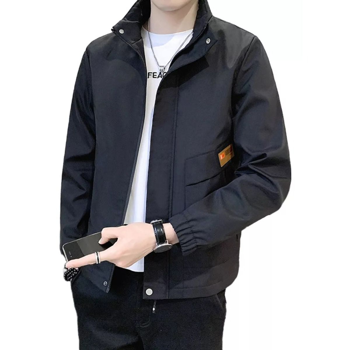 GIOIO - Chamarra Rompevientos De Cuello Levantado Para Hombre