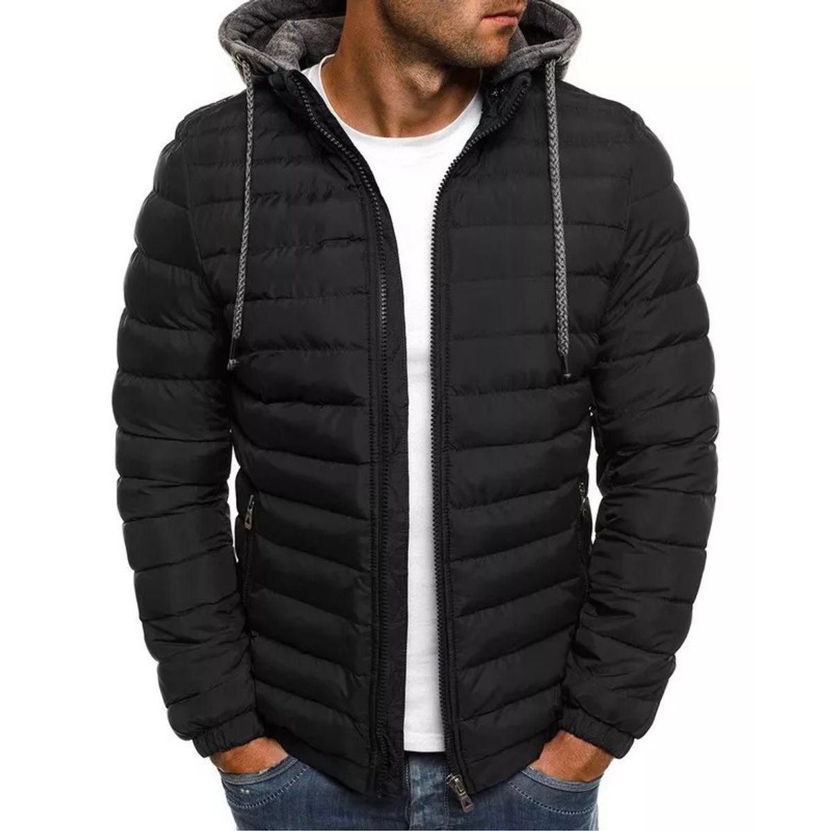 GIOIO - Chamarra Térmica Para Hombre Con Gorro Desmontable