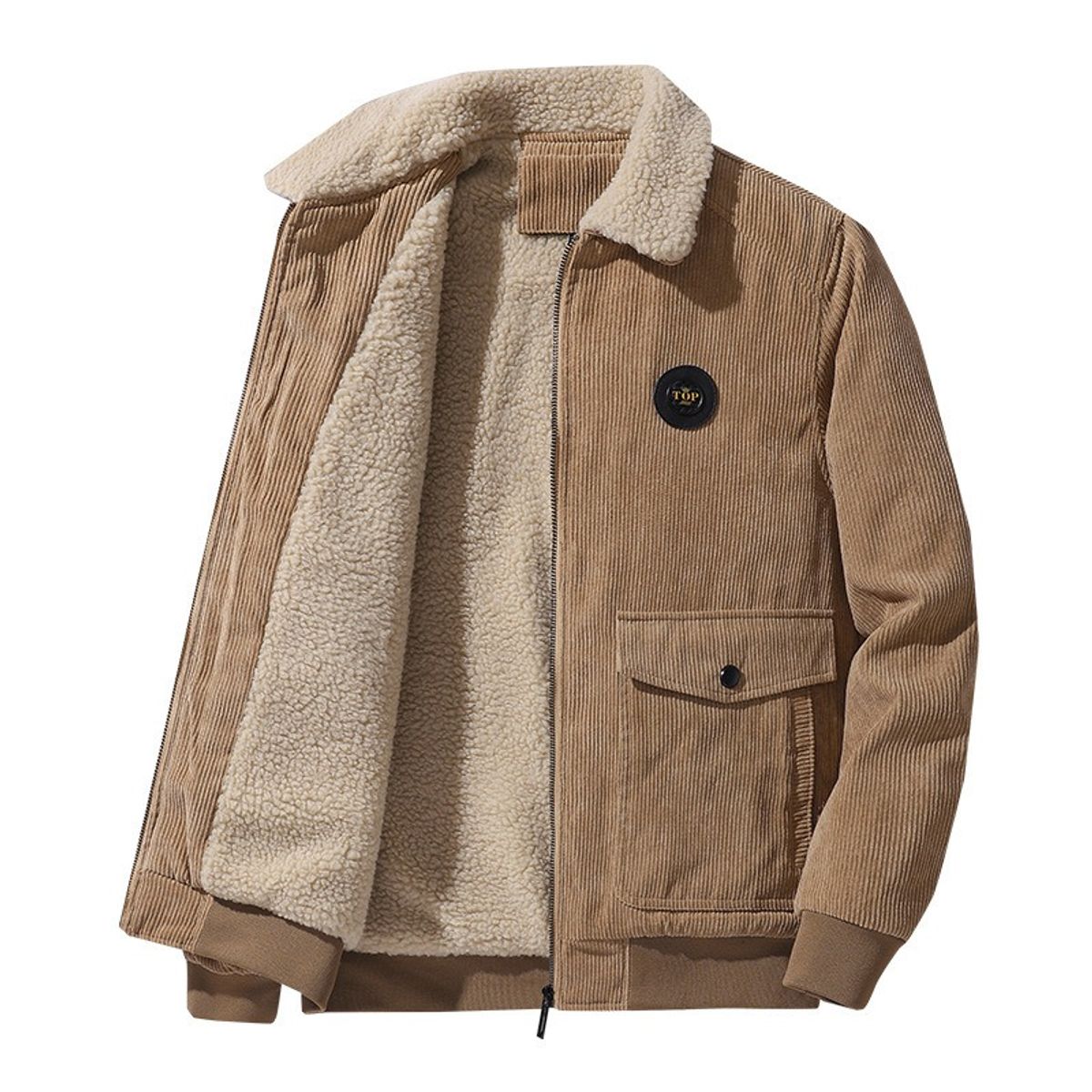GIOIO - Chamarra De Pana Con Forro Teddy Termica Casual Moda Bomber