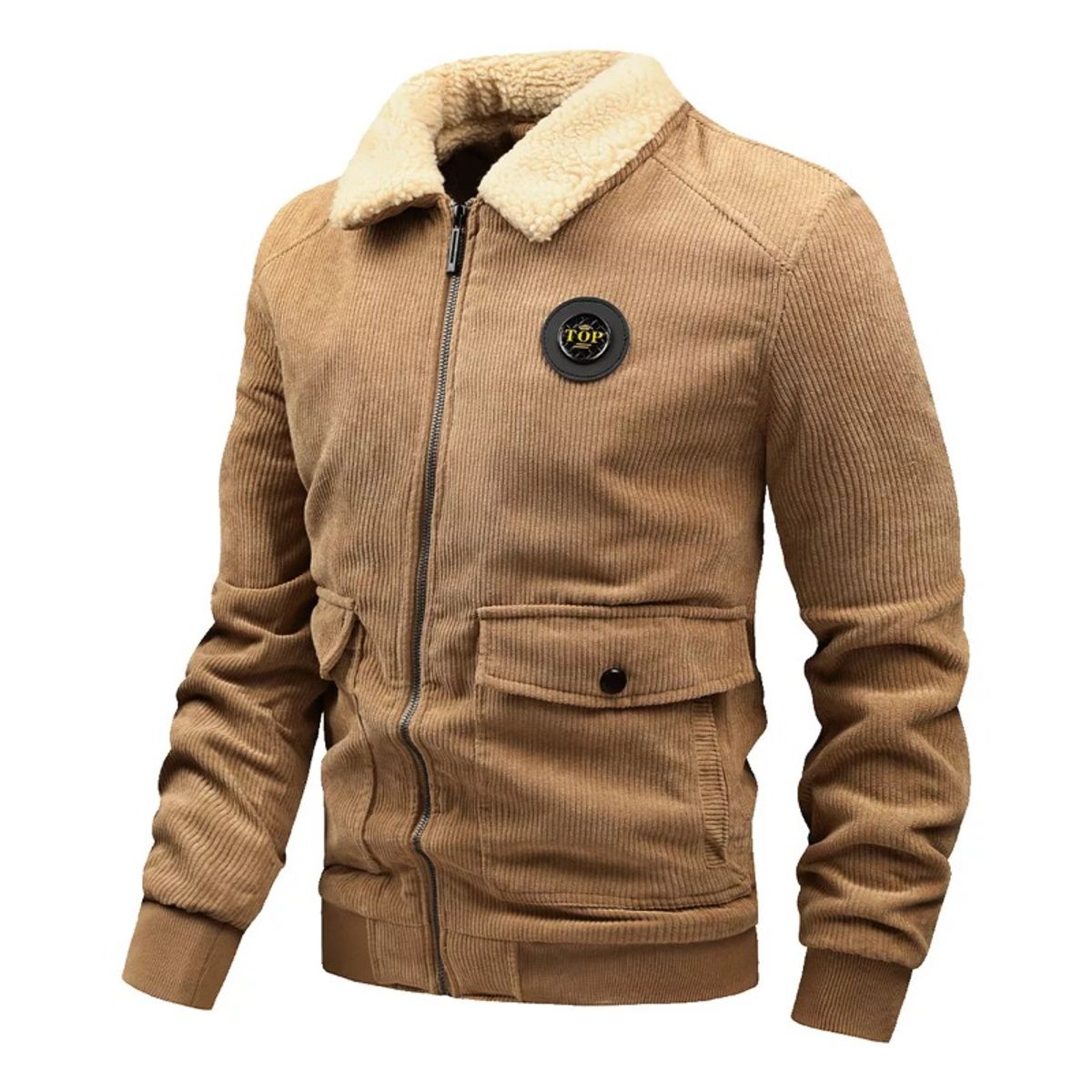 GIOIO - Chamarra De Pana Con Forro Teddy Termica Casual Moda Bomber