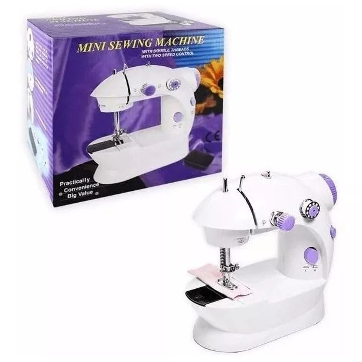 SHOP EHOME BAG - Máquina Coser Portátil Pedal Eléctrica Color Blanco