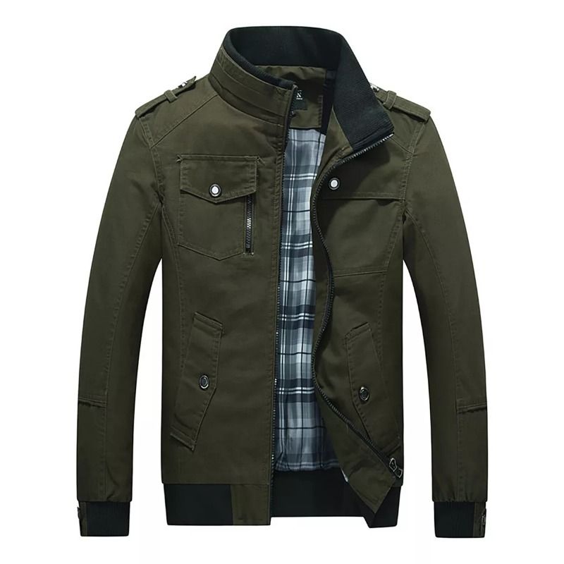 GIOIO - Chamarra Rompeviento Estilo Biker Informal Para Hombre