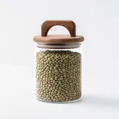 GENERICO - Frasco Contenedor Hermético Vidrio Tapa Asa Acacia 800ml