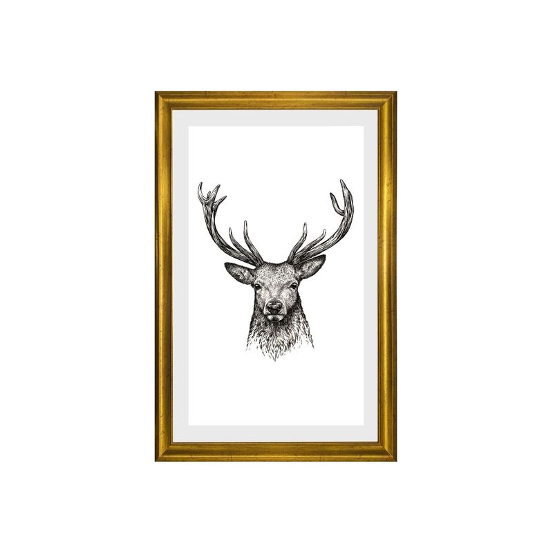 RONDA - Cuadro Lamina Venado Blanco Negro 40x60 cm