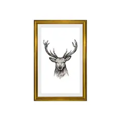 RONDA - Cuadro Lamina Venado Blanco Negro 40x60 cm