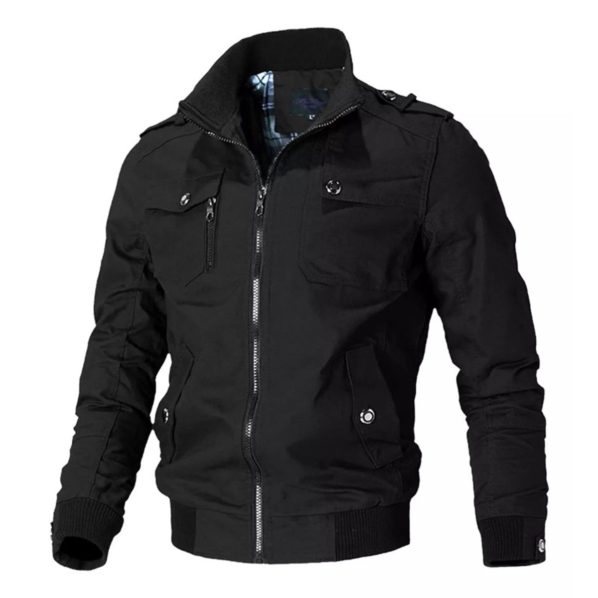 GIOIO - Abrigos Para Hombre Chamarra Negra Militar Mezclilla