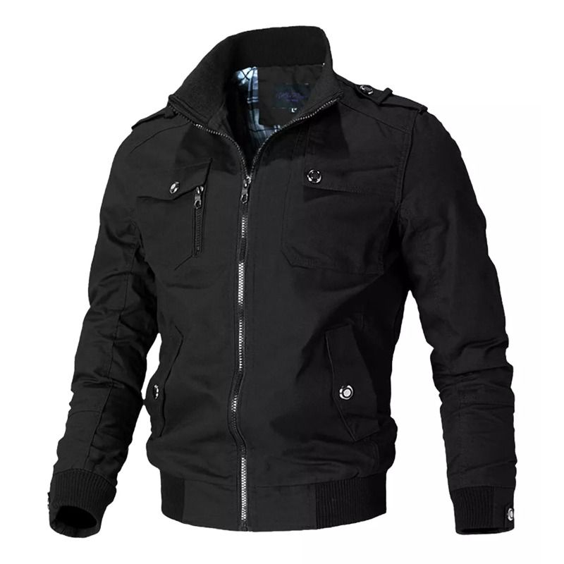 GIOIO - Abrigos Para Hombre Chamarra Negra Militar Mezclilla