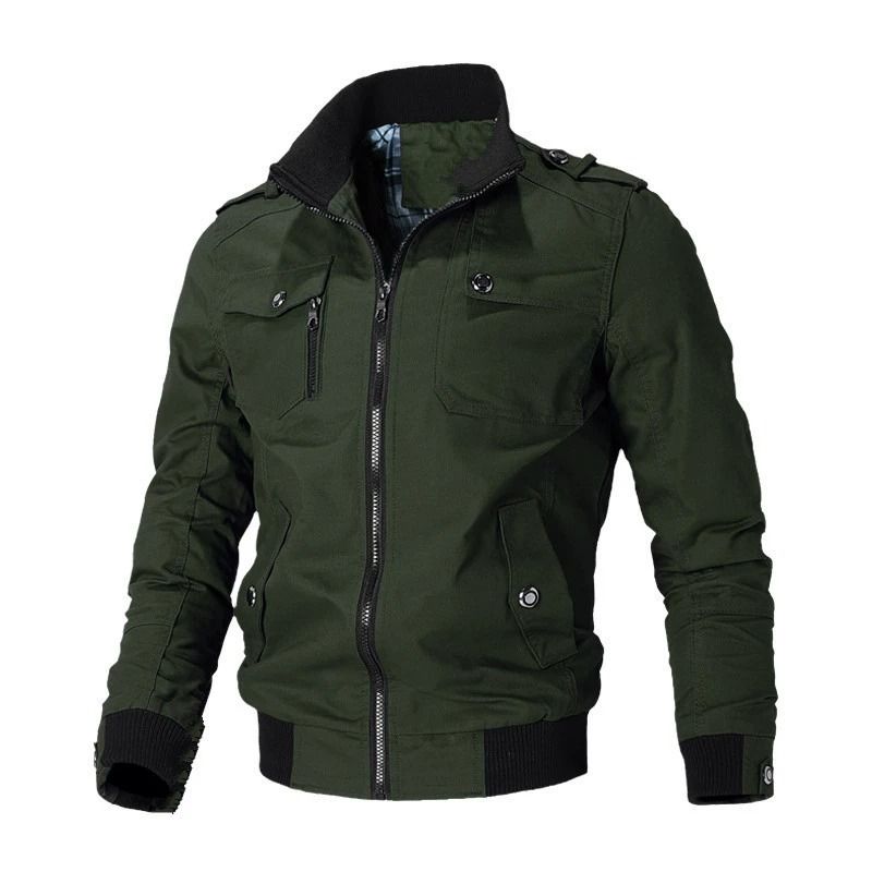 GIOIO - Abrigos Para Hombre Chamarra Negra Militar Mezclilla