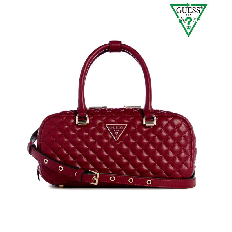 GUESS - Cartera Eco Rianee Satchel Mujer Rojo