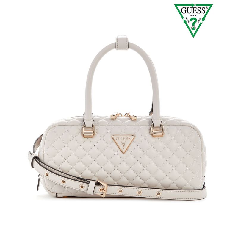 GUESS - Cartera Eco Rianee Satchel Mujer Café